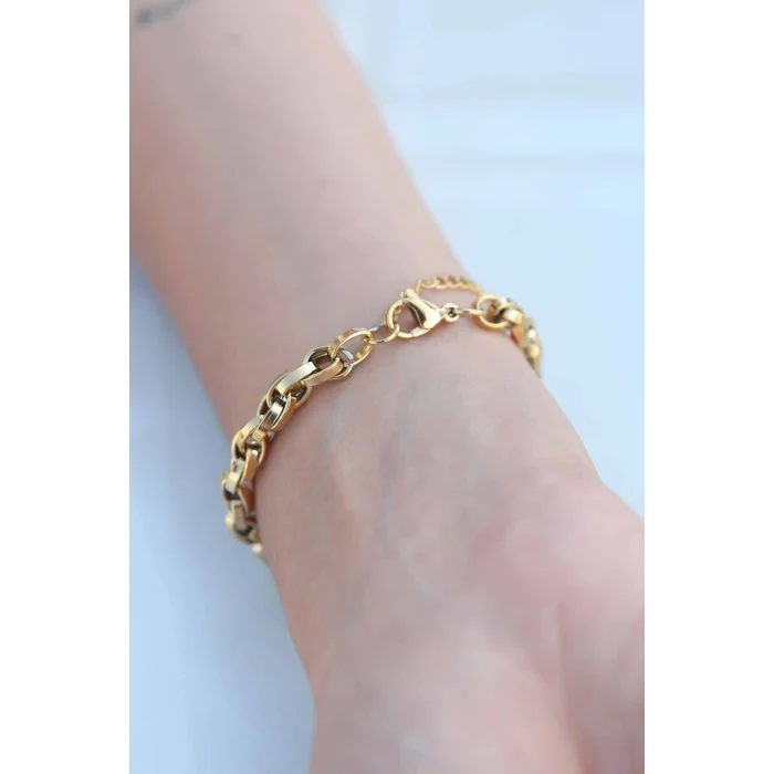 BUĞZ Gold Renk Çelik Zincir Kadın Bileklik