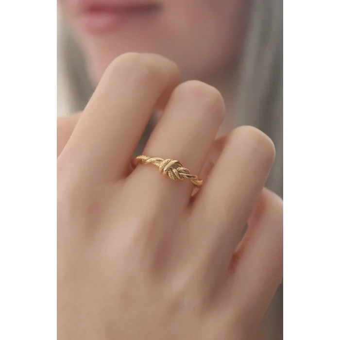 BUĞZ Gold Renk Halat Düğüm Model Kadın Yüzük