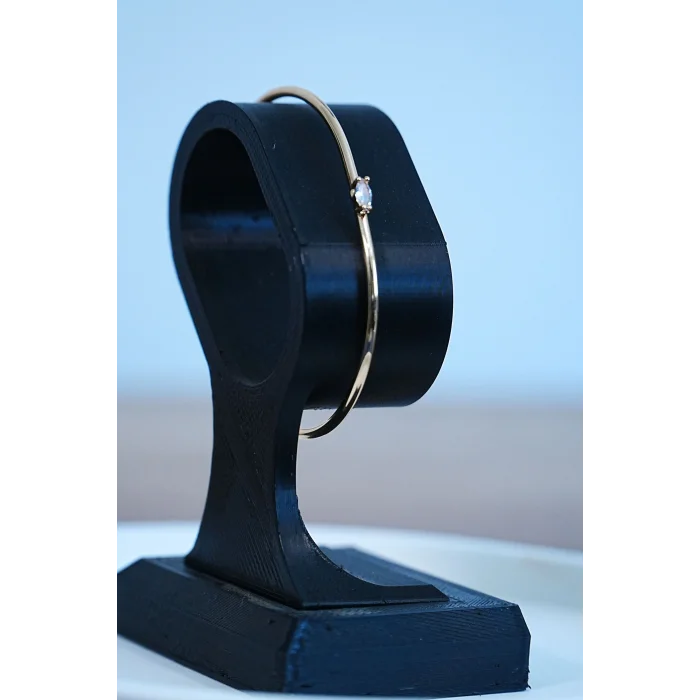 BUĞZ Gold Renk Kelepçe Model Zirkon Taşlı Çelik Bileklik Kaliteli