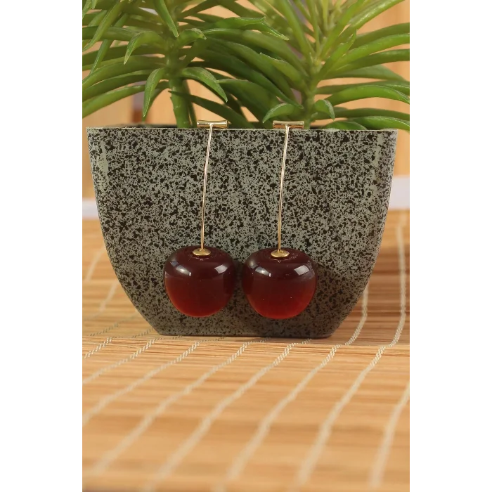 BUĞZ Gold Renk Kiraz Model Kadın Küpe