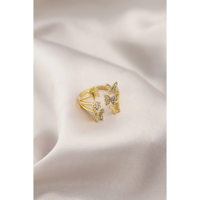 BUĞZ Gold Renk Metal Kelebek Model Kadın Yüzük