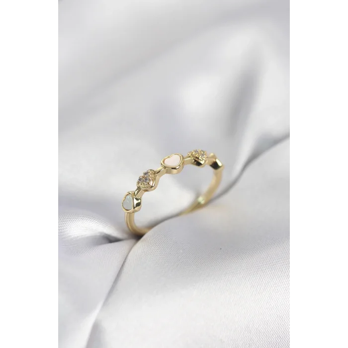 BUĞZ Gold Renk Minimal Kalp Model Zirkon Taşlı Pirinç Kadın Yüzük