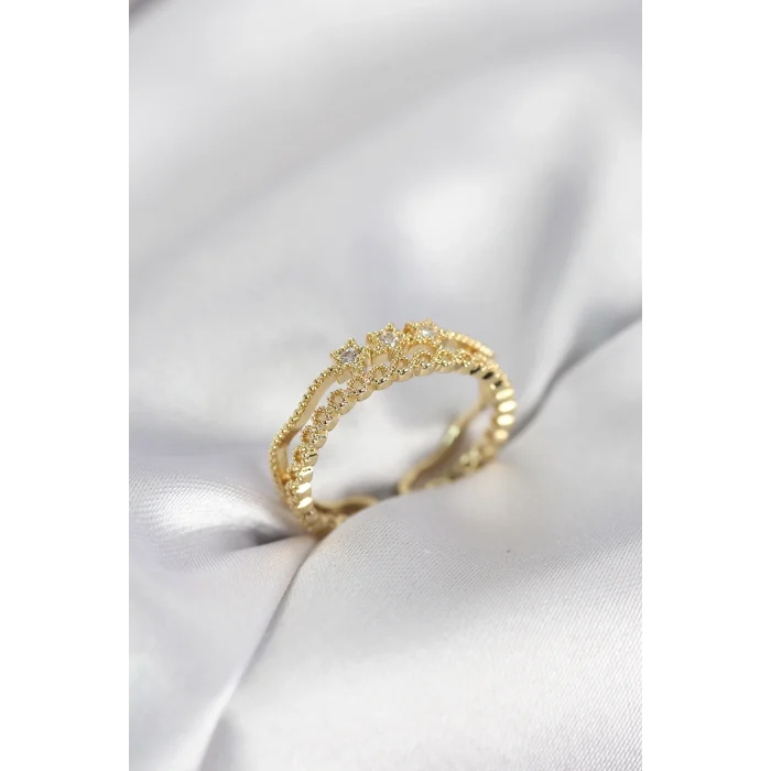 BUĞZ Gold Renk Minimal Yıldızlı Model Kadın Yüzük