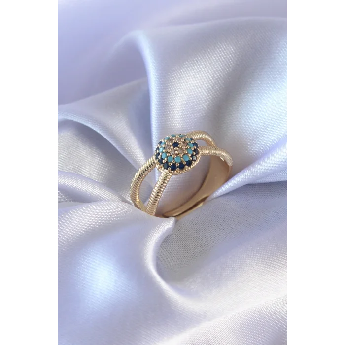 BUĞZ Gold Renk Nazar Boncuk Model Kadın Yüzük