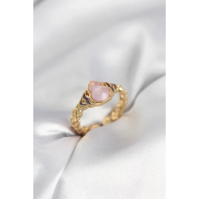 BUĞZ Gold Renk Pembe Damla Model Kadın Yüzük