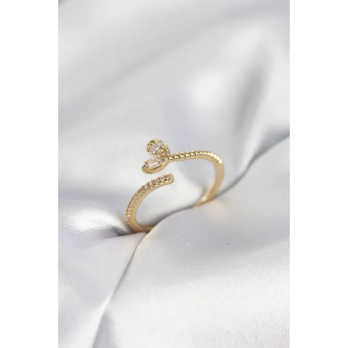BUĞZ Gold Renk Pirinç Kuyruklu Kalp Model Kadın Yüzük