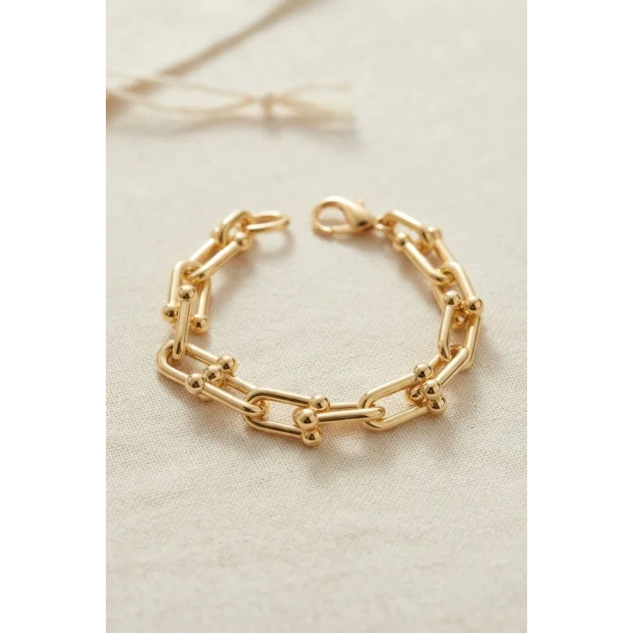 BUĞZ Gold Renk Pirinç Tifani Model Kadın Bileklik
