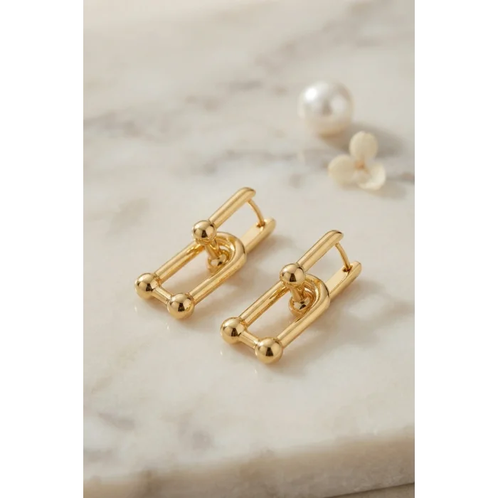 BUĞZ Gold Renk Pirinç Tifani Model Kadın Küpe
