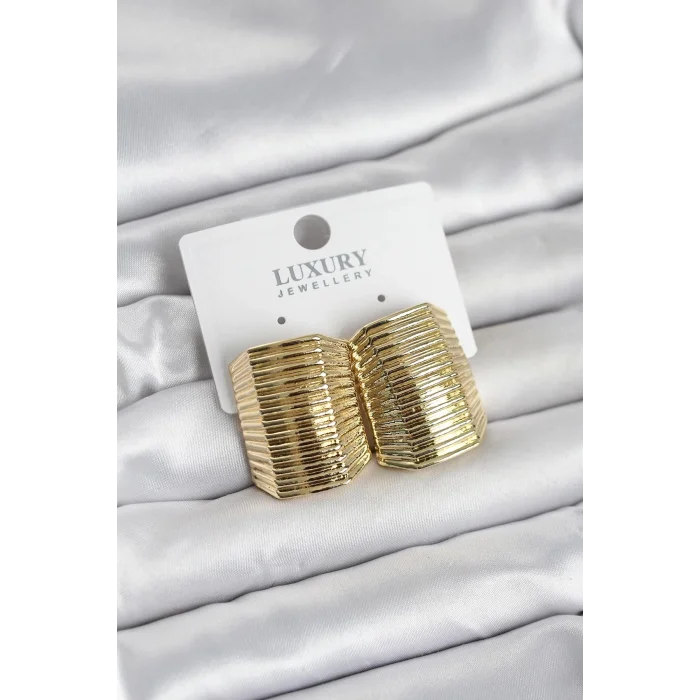 BUĞZ Gold Renk Pirinç Vintage Esintili Statement Küpe