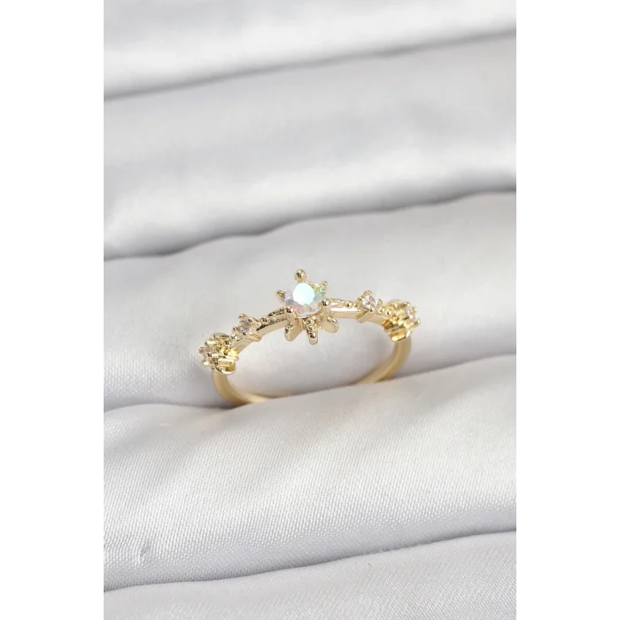 BUĞZ Gold Renk Pirinç Yıldız Model Kadın Yüzük