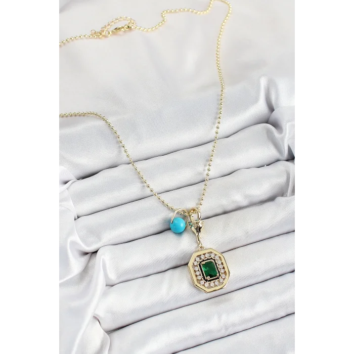 BUĞZ Gold Renk Pirinç Zirkon Taşlı Kadın Serenay Kolyesi