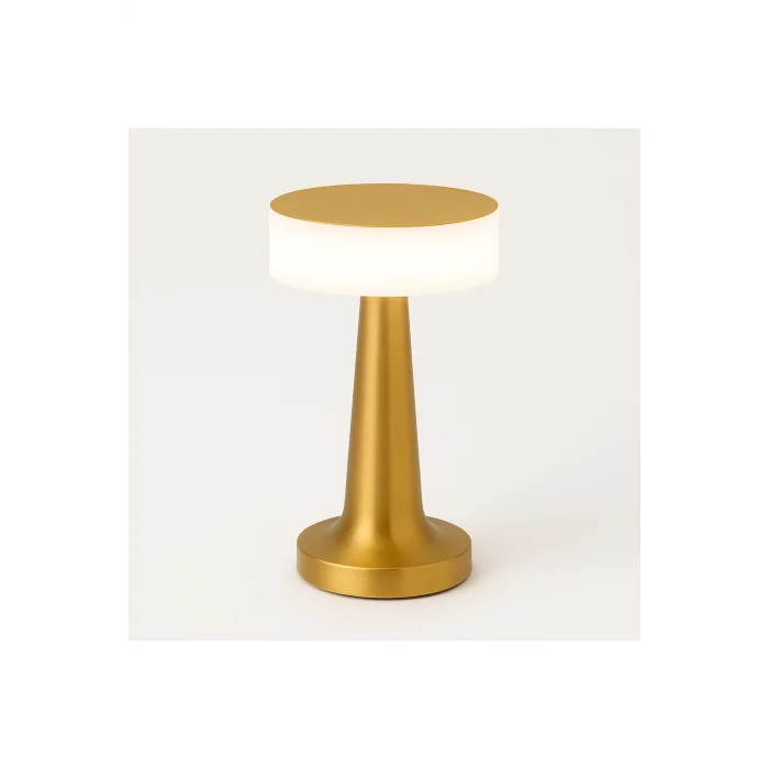 BUĞZ Gold Silindir Şarjlı Masa Lambası Modern Dekoratif LED Kablosuz Metal Abajur Modeli