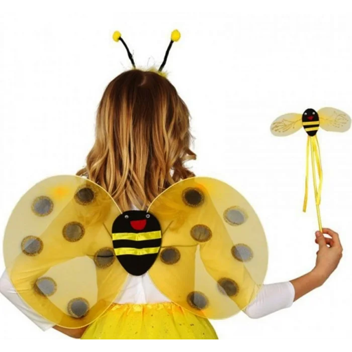 BUĞZ Gösteri Arı Kanadı Kostüm Seti – Çocuklar İçin Kanat, Taç ve Asa Aksesuarı