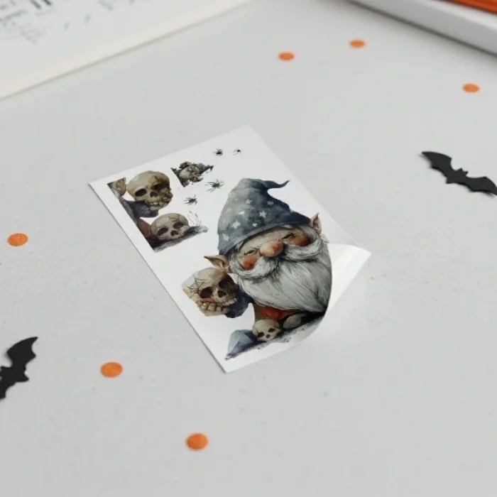 BUĞZ Gotik Cüce ve Kafatası Halloween Duvar Sticker Seti