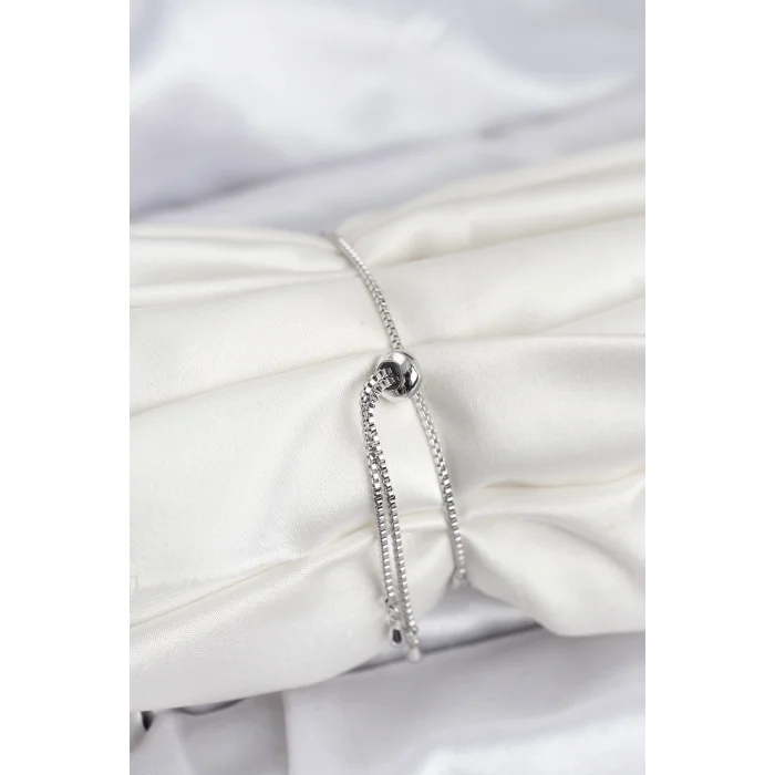 BUĞZ Göz Model Zirkon Taşlı Gümüş Renk Asansörlü Su Yolu Bileklik - Lisinya