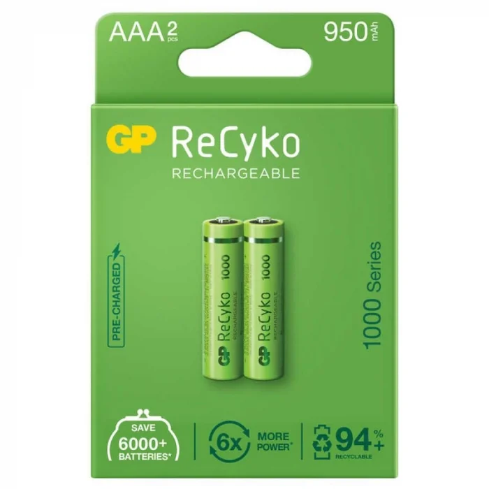 BUĞZ GP ReCyko 950mAh AAA Şarj Edilebilir İnce Kalem Pil 2li Paket