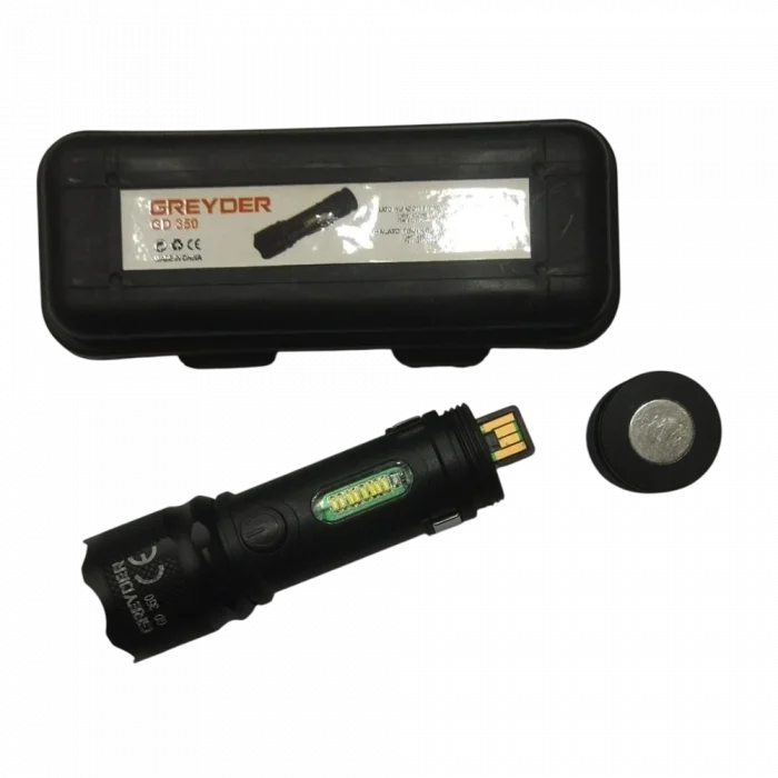 BUĞZ Greyder Gd-350 Usb Şarjlı Mıknatıslı Zoomlu El Feneri