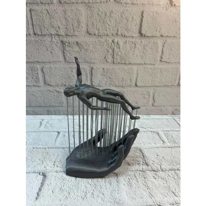 BUĞZ Gri El İnsan Figürü Minimal ve Anlamlı Dekoratif Biblo Modern Ev Dekorasyonu