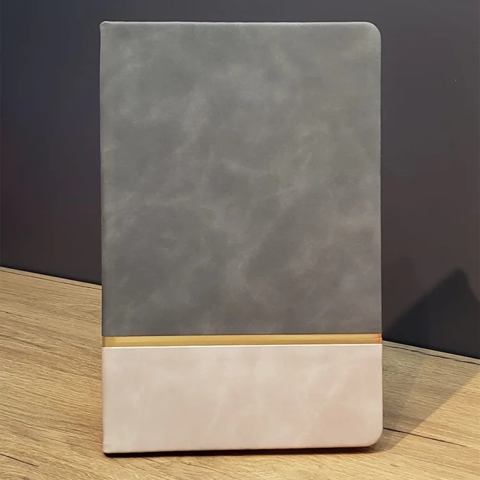  Gri Gold Detaylı Deri Hatıra Defteri