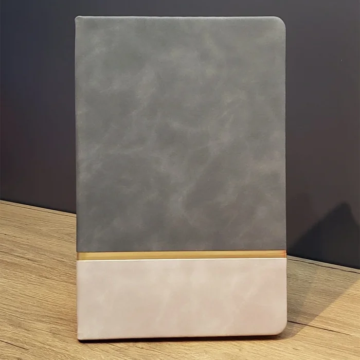 BUĞZ Gri Gold Detaylı Deri Hatıra Defteri