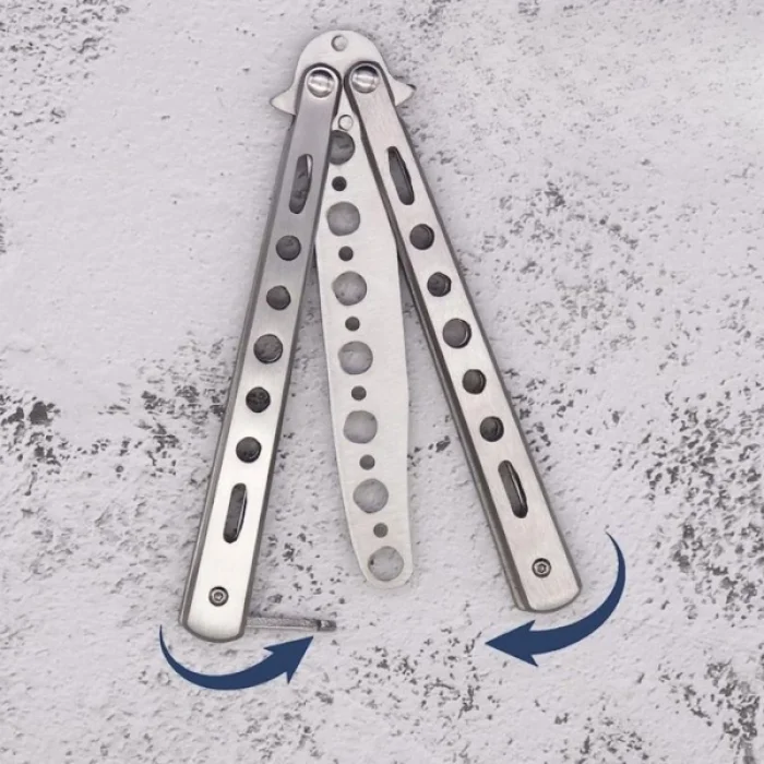 BUĞZ Gri Katlanabilir Paslanmaz Çelik Kelebek Bıçak Tasarımlı Tarak