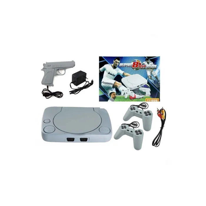 BUĞZ Gri Renkli 8 Bit Klasik Oyun Konsolu Retro TV Bağlantılı RCA Çıkışlı Kablolu Oyun Cihazı