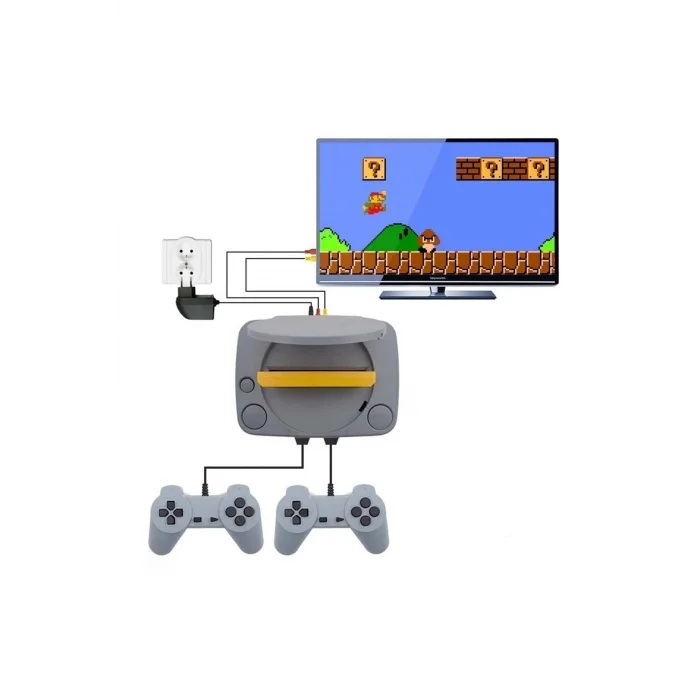 BUĞZ Gri Renkli 8 Bit Klasik Oyun Konsolu Retro TV Bağlantılı RCA Çıkışlı Kablolu Oyun Cihazı