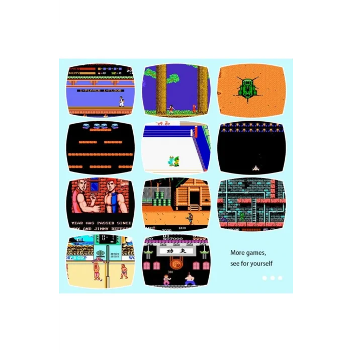 BUĞZ Gri renkli mini retro video oyun konsolu 620 yerleşik oyunlu Bluetooth özelliksiz