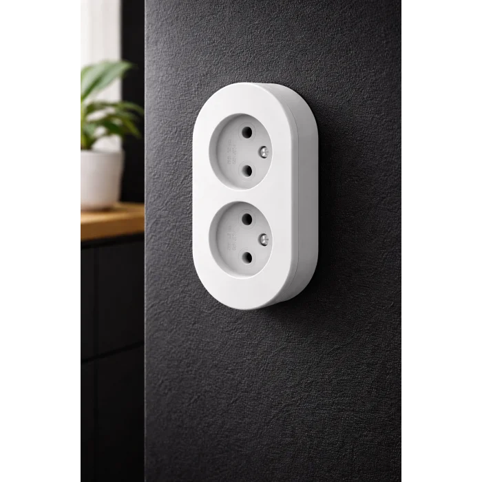 BUĞZ Gri Sıva Üstü İkili Topraklı Priz – Modern Şık Tasarım, Dayanıklı Elektrik Prizi Çiftli