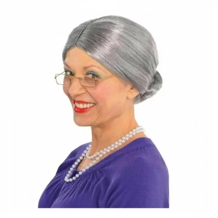  Gri Yaşlı Peruğu çocuk yetişkin uyumlu