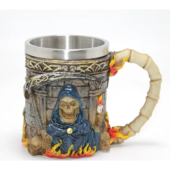 BUĞZ Grim Reaper Azrail Kabartmalı 3d Tasarım Çelik Kupa Bardak Alk4368