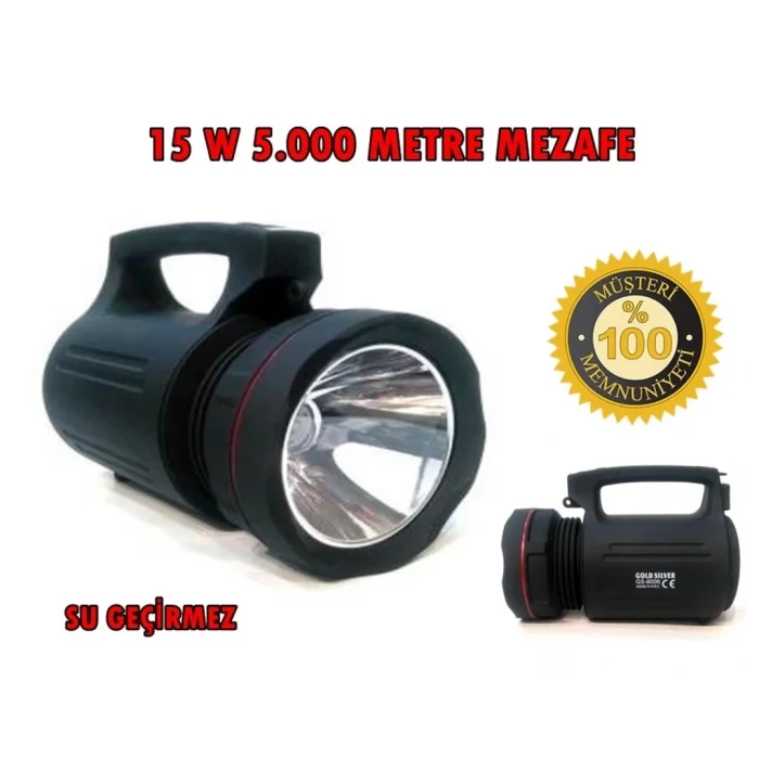  Gs-8006 Parlak Ledli Taşınabilir Şarj Edilebilir El Feneri 15w
