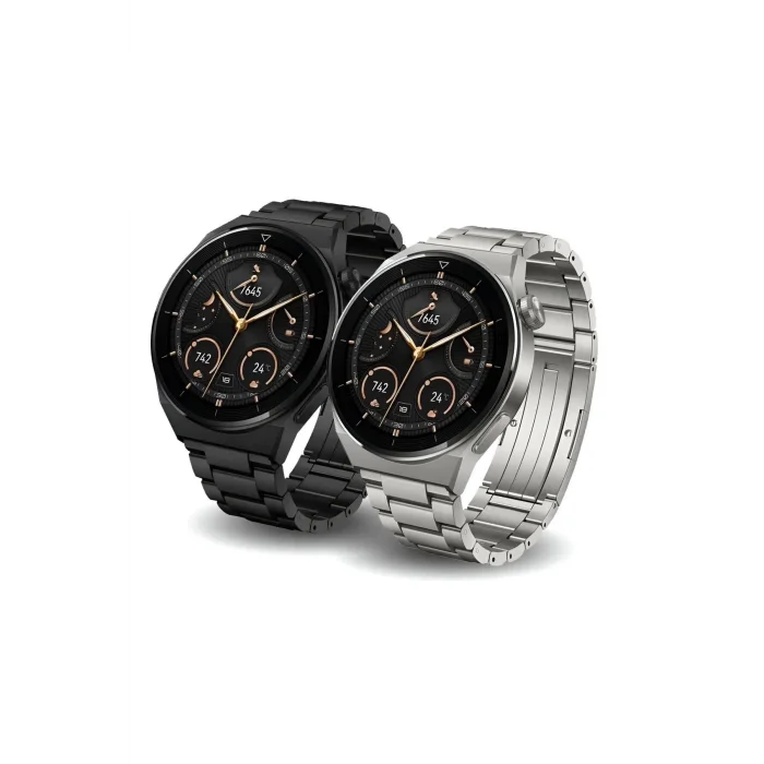  GT3 Max Elegant Smart Watch GT3 Max Elegant Erkek Akıllı Saat Deri-Metal-Silikon 3 Kordonlu