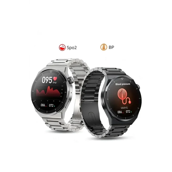  GT3 Max Elegant Smart Watch GT3 Max Elegant Erkek Akıllı Saat Deri-Metal-Silikon 3 Kordonlu