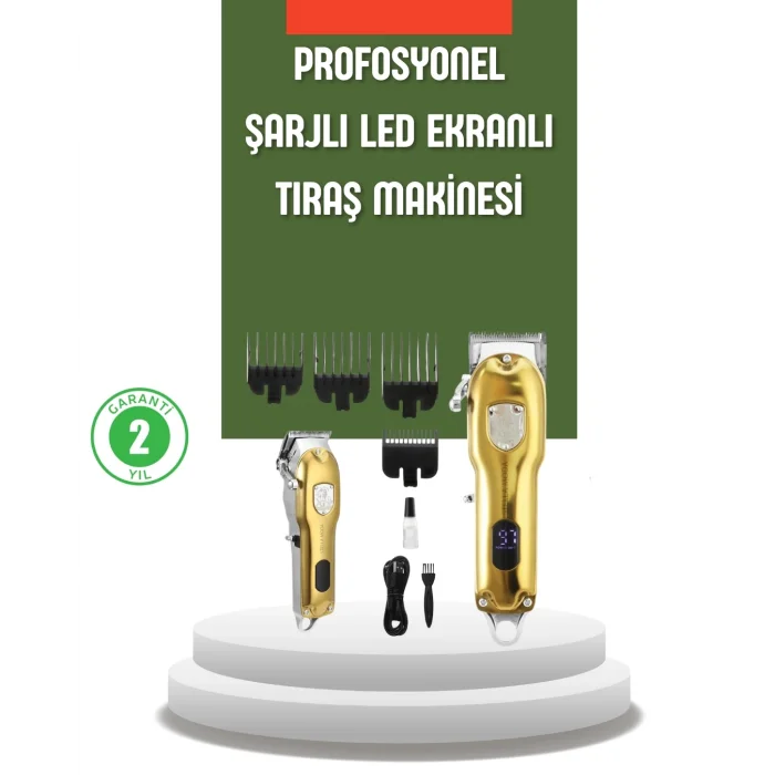  Güçlü Motorlu LCD Ekranlı Şarjlı Tıraş ve Şekillendirme Makinesi