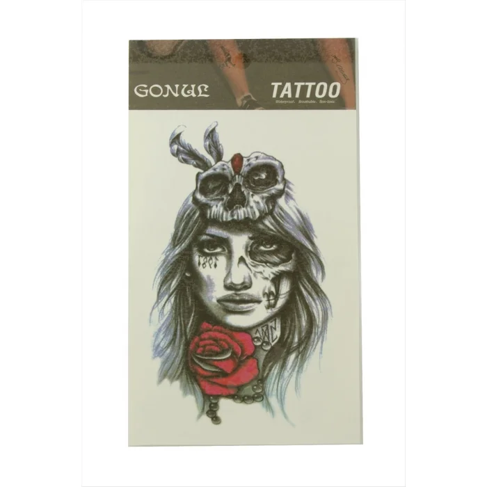BUĞZ Gül Kuru Kafa Tattoo Dövme Sticker