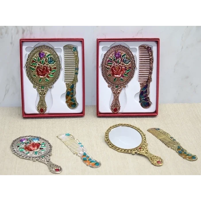 BUĞZ Gül Tasarimi Ayna Ve Tarak Seti Küçük Boy Alk4986