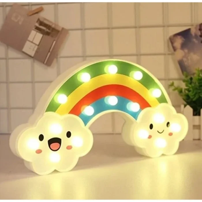 BUĞZ Gülen Bulutlu Gökkuşağı LED Gece Lambası