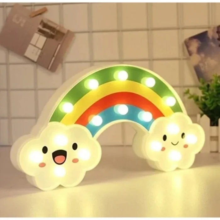 BUĞZ Gülen Bulutlu Gökkuşağı LED Gece Lambası