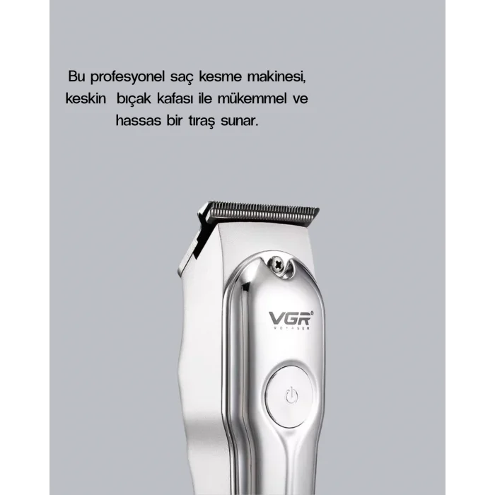 BUĞZ Gümüş Desenli Şarjlı Tıraş Makinesi – 120 Dakika Çalışma Süresi, 3 Başlıklı