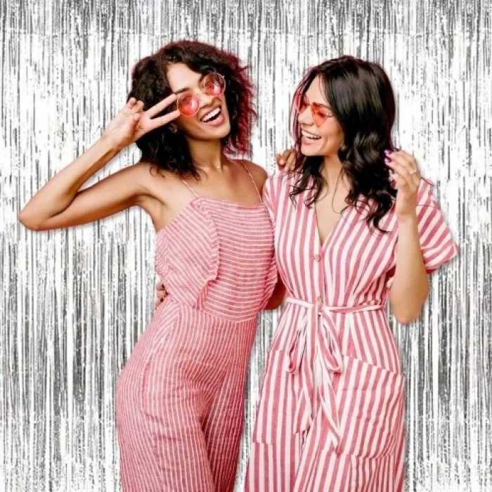 BUĞZ Gümüş Metalize Saçaklı Fon Perde