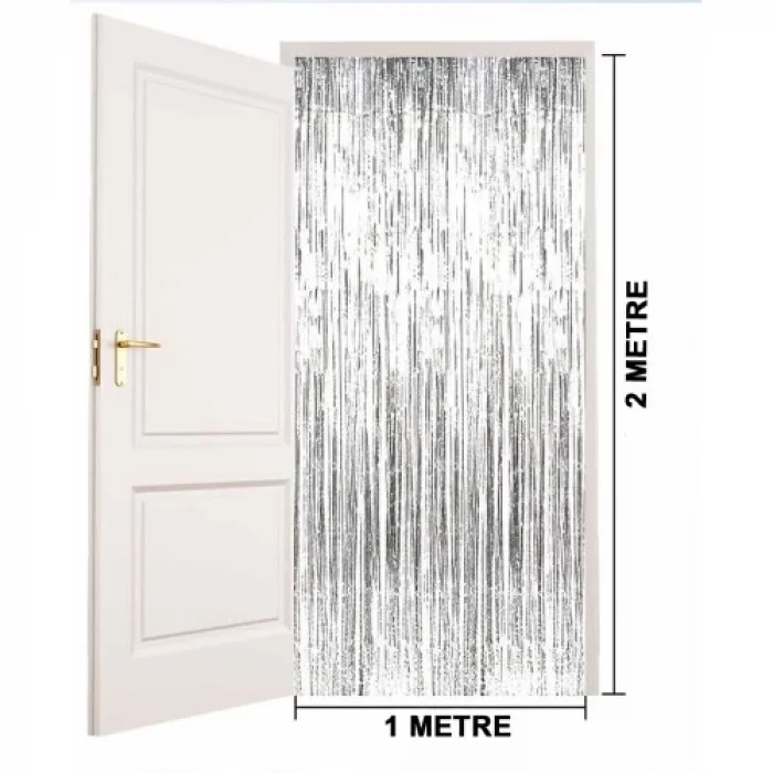 BUĞZ Gümüş Metalize Saçaklı Fon Perde