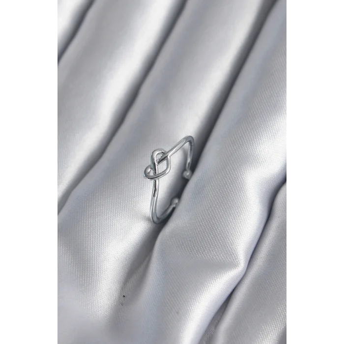 BUĞZ Gümüş Renk Düğüm Kalp Model Kadın Yüzük