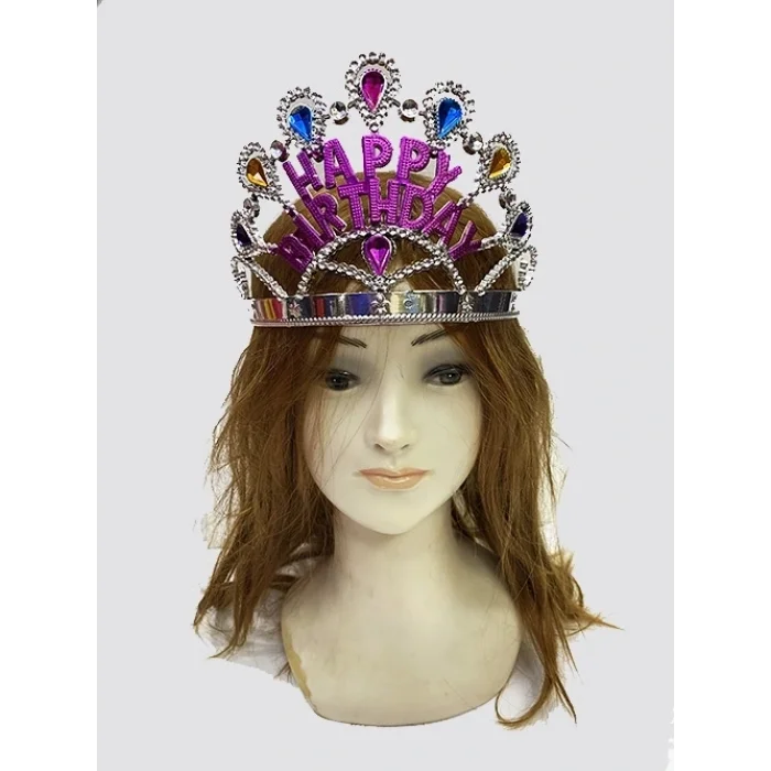 BUĞZ Gümüş Renk Happy Birthday Yazılı Doğum Günü Tacı