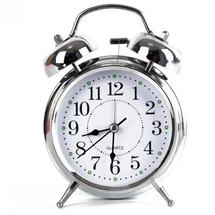 BUĞZ Gümüş Renk Metal Çalar Masa Saati
