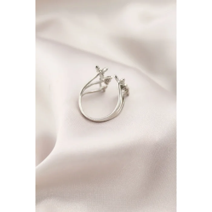 BUĞZ Gümüş Renk Metal Kelebek Model Kadın Yüzük - Lisinya