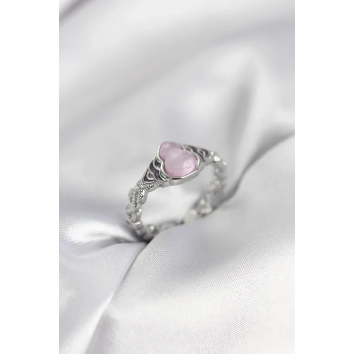 BUĞZ Gümüş Renk Pembe Damla Model Kadın Yüzük