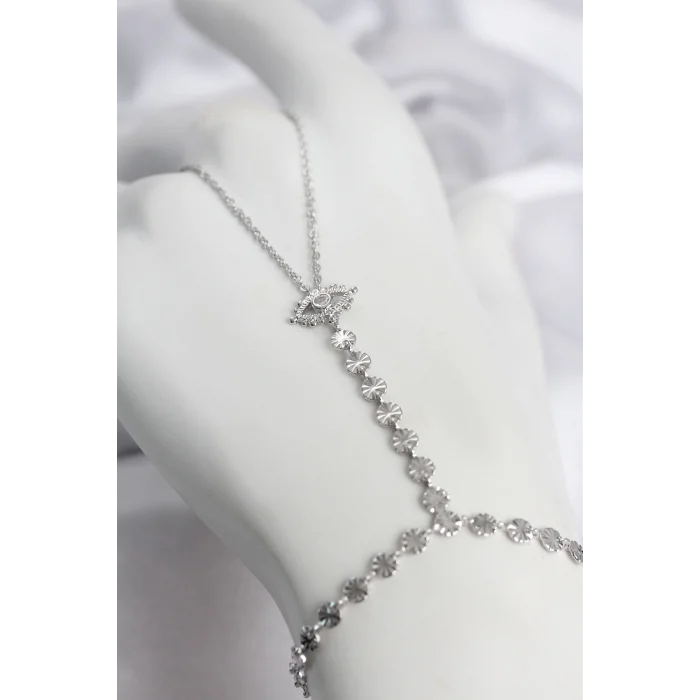 BUĞZ Gümüş Renk Pirinç Zirkon Taşlı Göz Model Şahmeran