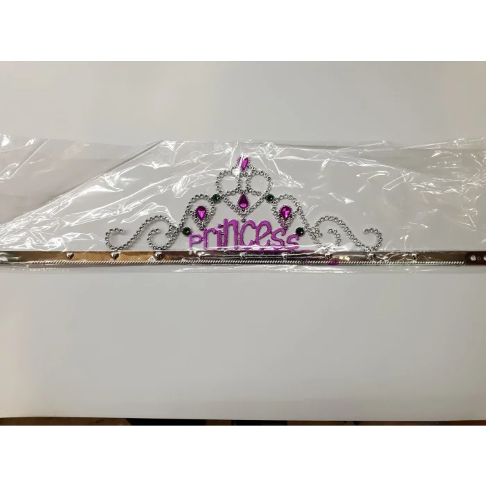 BUĞZ Gümüş Renk Prenses Yazılı Parti Tacı 60 cm