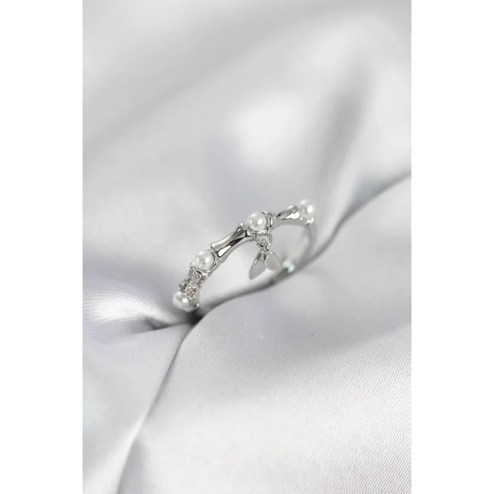 BUĞZ Gümüş Renk Sallantılı Kemik Model Kadın Yüzük